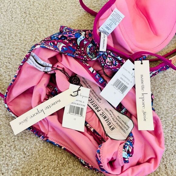 Nanette Lepore Eugenia Bikini Set – Paisley Beaded High Waist, Size 12 NWT - Picture 6 of 6